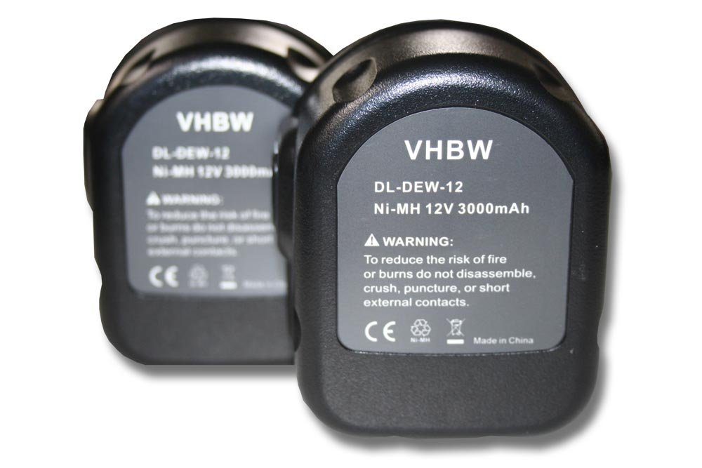 vhbw passend für Dewalt DW924K2B2, DW924K2B3, DW924K2BR, DW927K2, Akku 3000 mAh