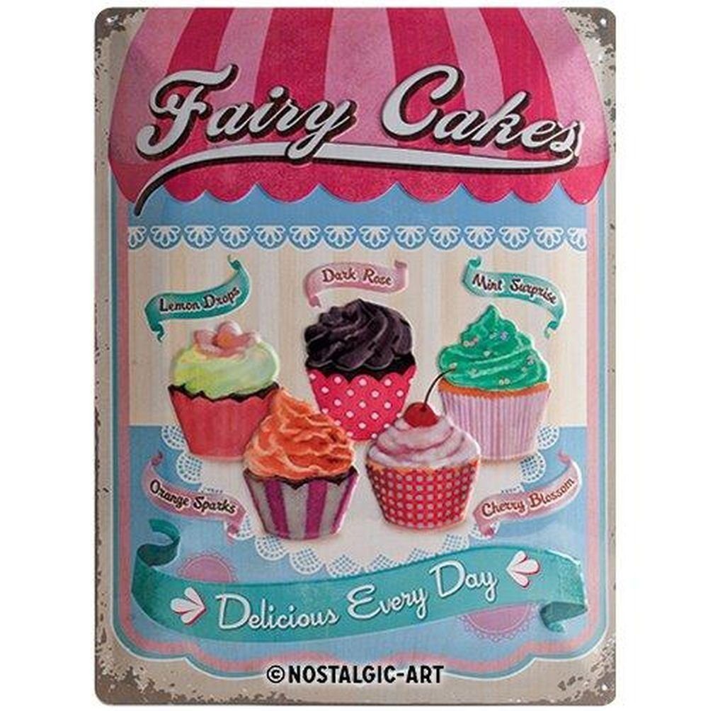 Nostalgic-Art Metallschild Blechschild 30 x 40 cm - Home & Country - Fairy Cakes - Cup Cakes