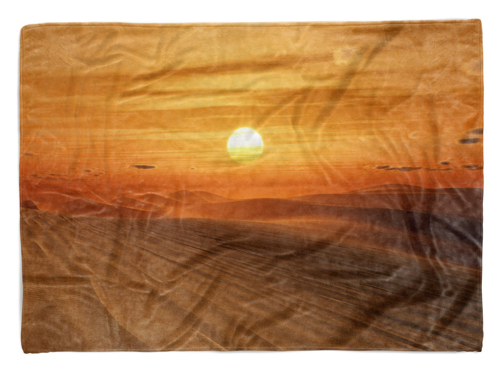 Sinus Art Handtücher Handtuch Strandhandtuch Sonne, Wüste mit Fotomotiv Baumwolle-Polyester-Mix Sahara Kuscheldecke Handtuch Saunatuch (1-St)