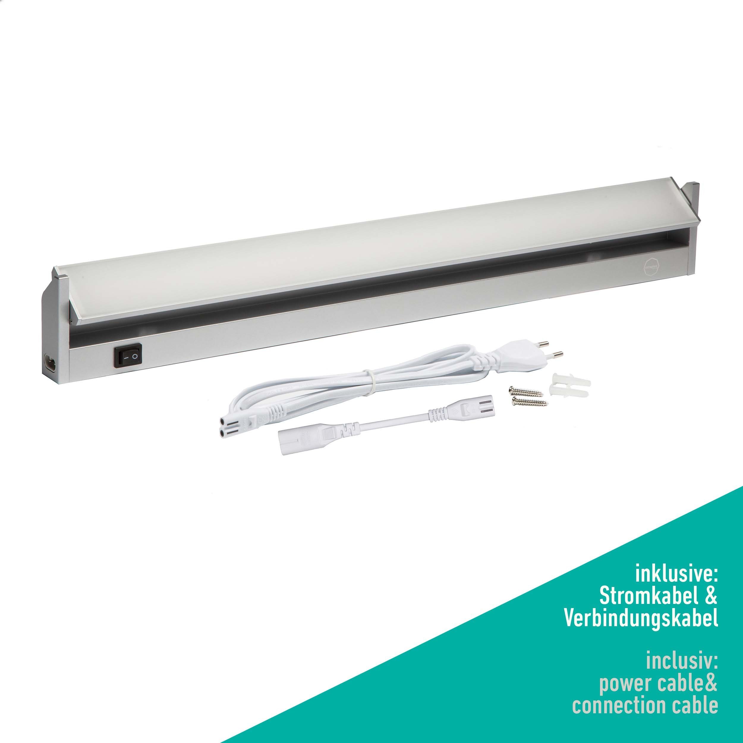 LED, LED 58cm Lichtleiste schwenkbar, Unterschrankleuchte fest Neutralweiß, mit Aluminium lighting verbaut, Oktaplex Küche LED Unterbauleuchte 10W Schalter 230V Rota 4000K