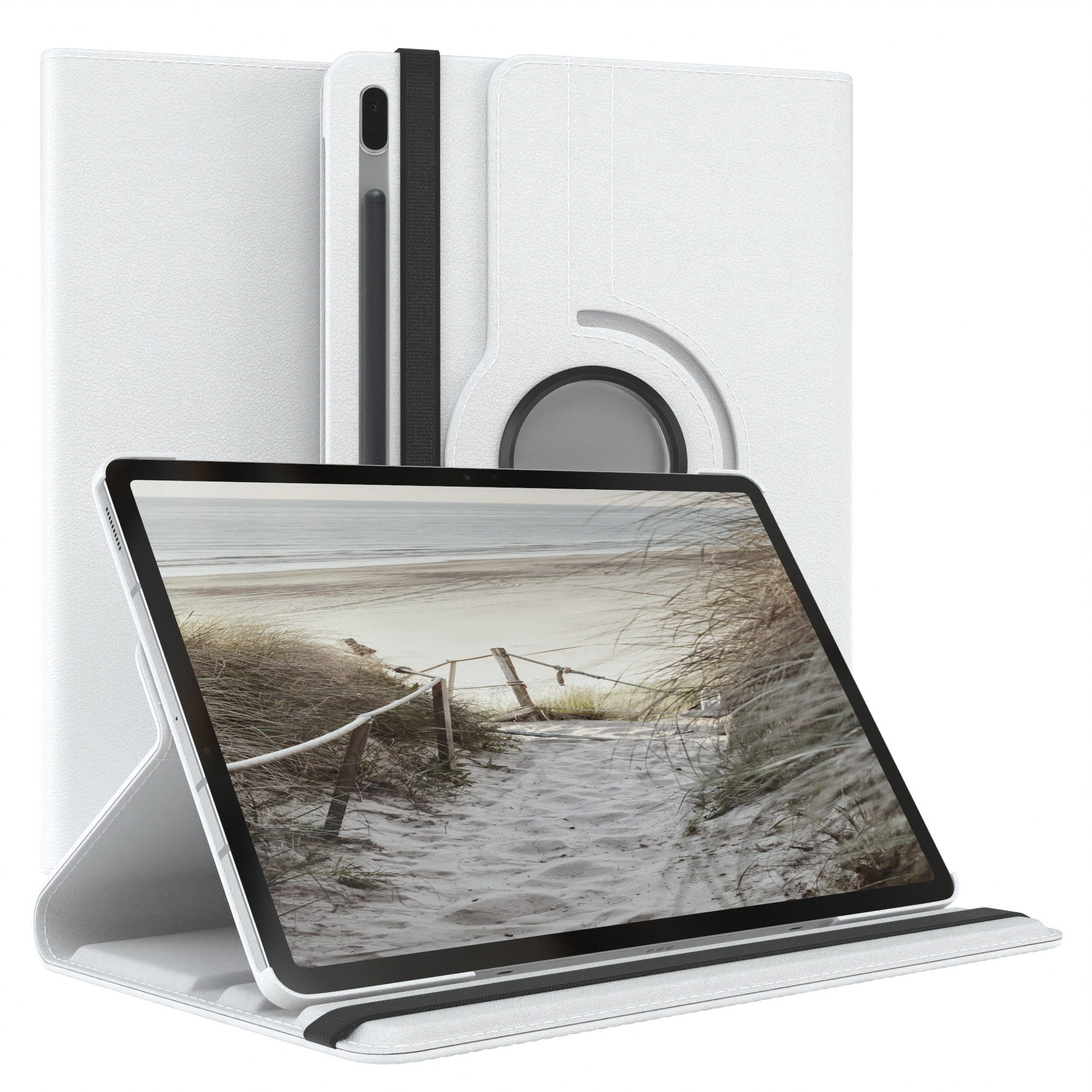 EAZY CASE Tablet-Hülle Rotation Case für Samsung Galaxy Tab S7 FE / 5G 12,4 Zoll, Schutzhülle mit Sleep Wakeup Funktion Tablet Tasche kratzfest Weiß
