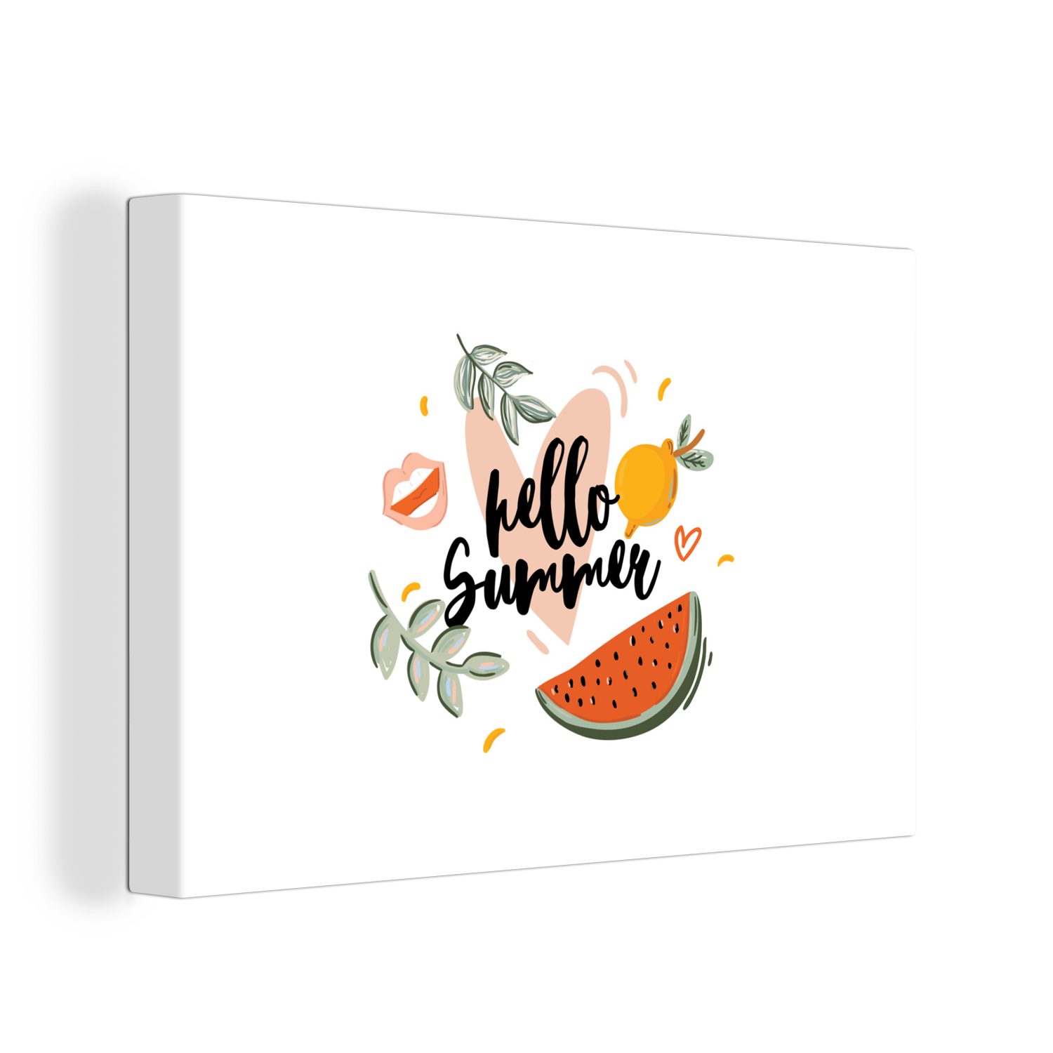 OneMillionCanvasses® Leinwandbild Zitrone - Wassermelone - Sommer, (1 St), Wandbild Leinwandbilder, Aufhängefertig, Wanddeko, 30x20 cm
