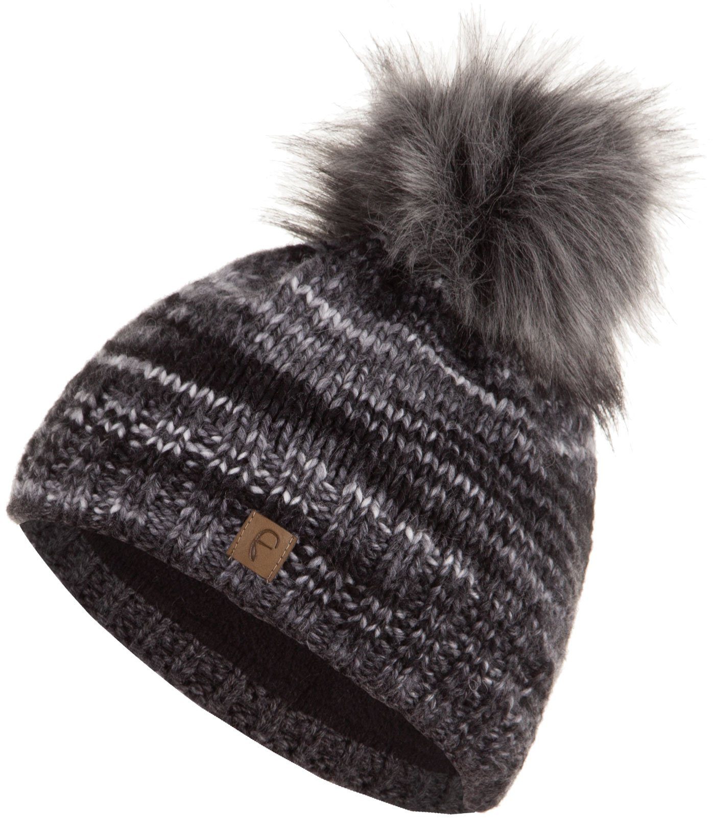 Faera Bommelmütze Wintermütze Damen Winter Mütze Beanie Haube gefüttert Strickmütze