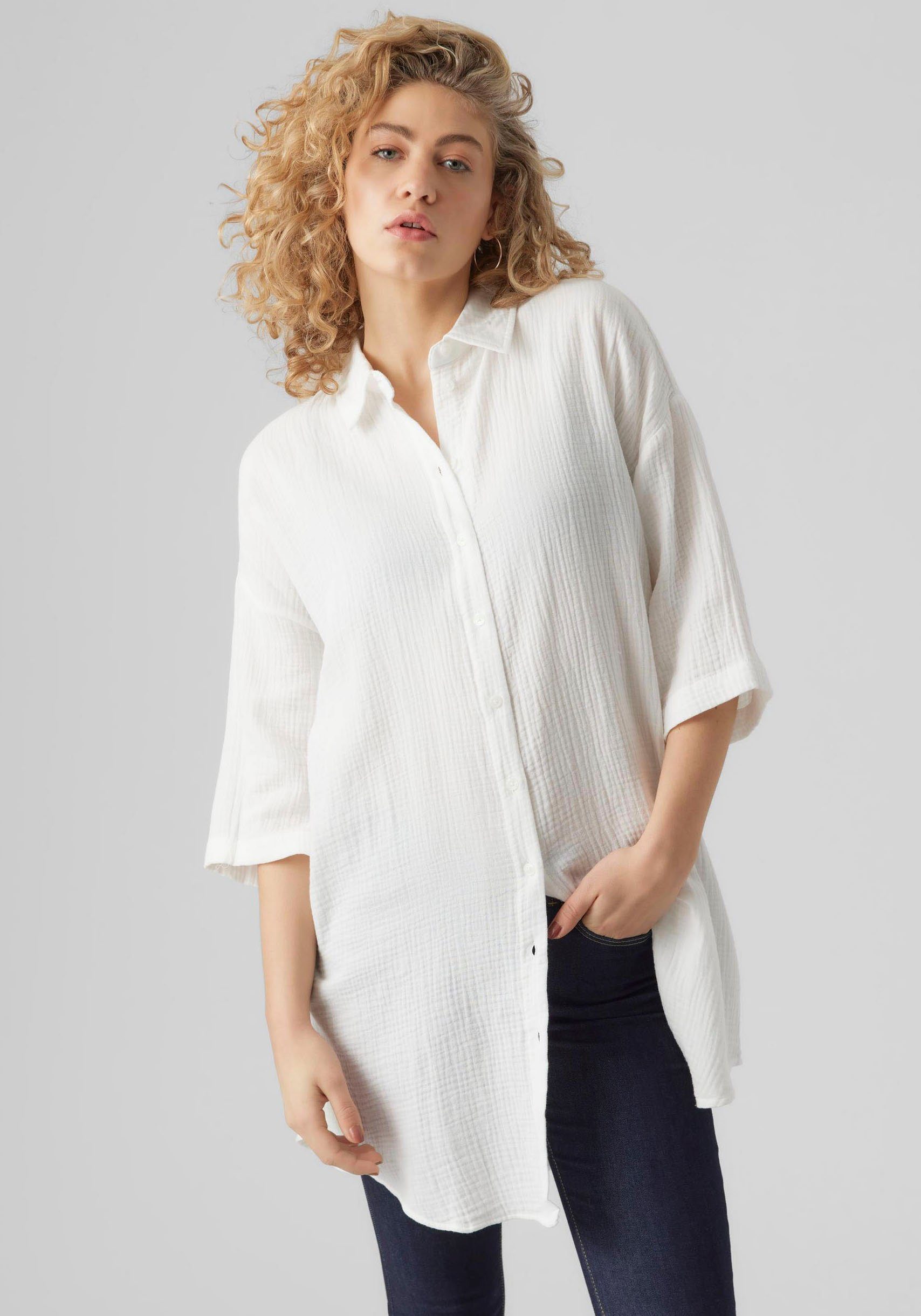 Vero Moda Hemdblusenkleid VMNATALI 3/4 LONG OVERSHIRT NOOS mit 3/4 Ärmel