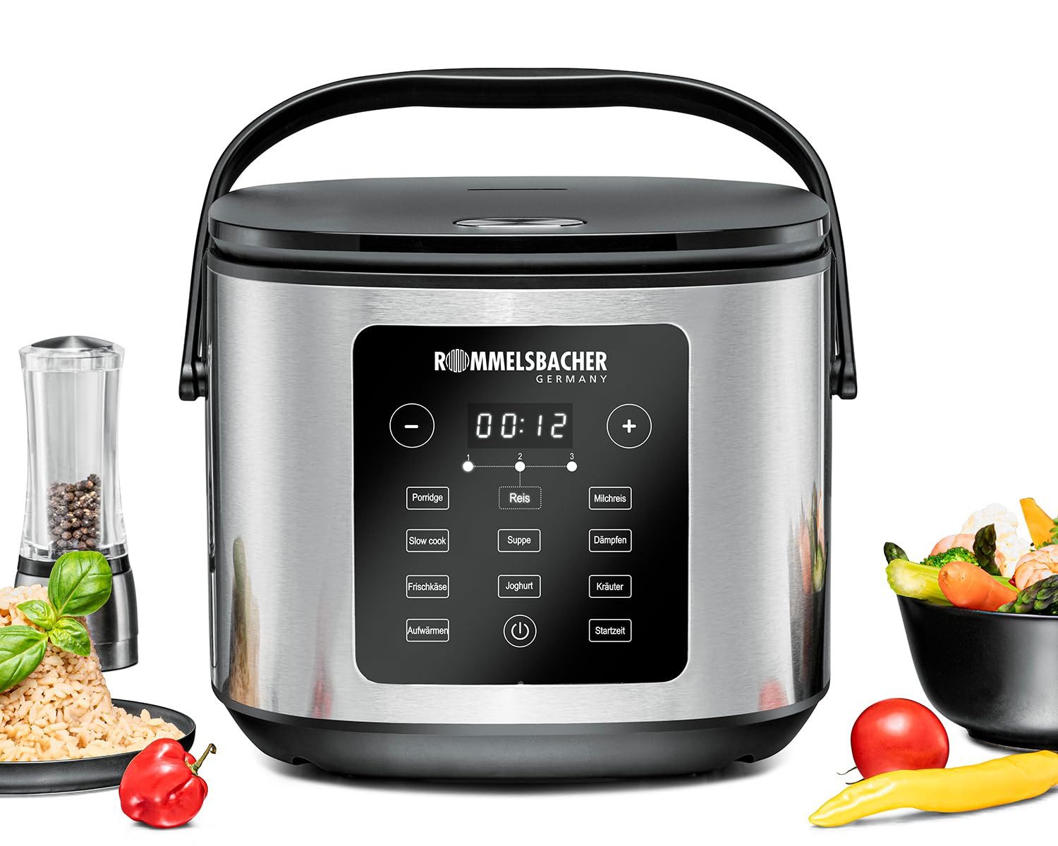 Rommelsbacher Fritteuse, 5 Liter, 860 W, Warmhalten, PFAS-frei, 12 Programme