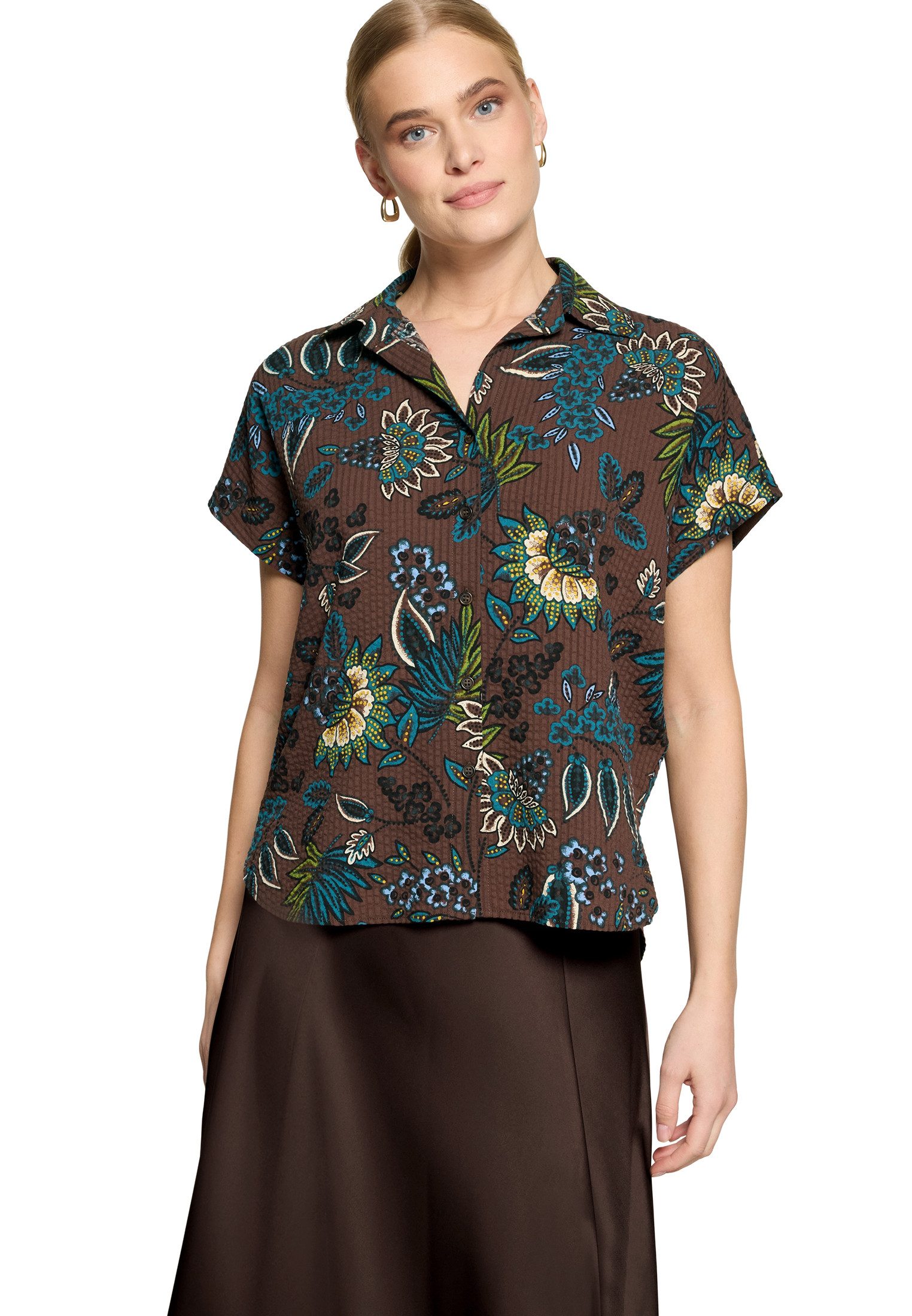 Zero Klassische Bluse Damen kurzarm mit Print