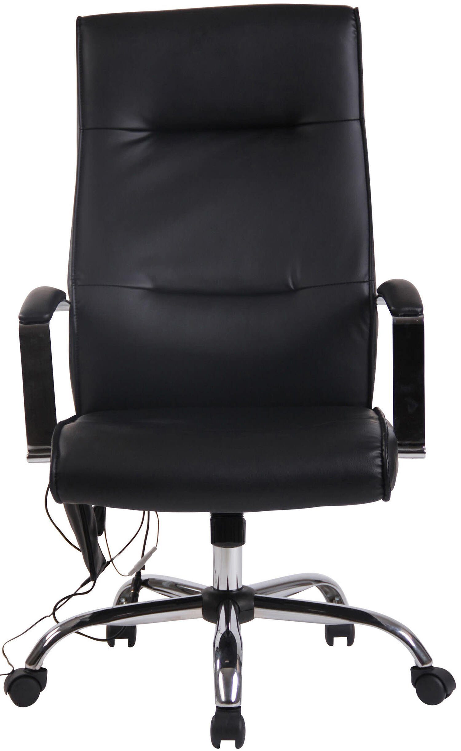 TPFLiving Bürostuhl Portofino mit (Schreibtischstuhl, Chefsessel, bequemer Rückenlehne chrom Sitz: Kunstleder schwarz Gestell: Bürostuhl Drehstuhl, XXL), und Metall - Massagefunktion