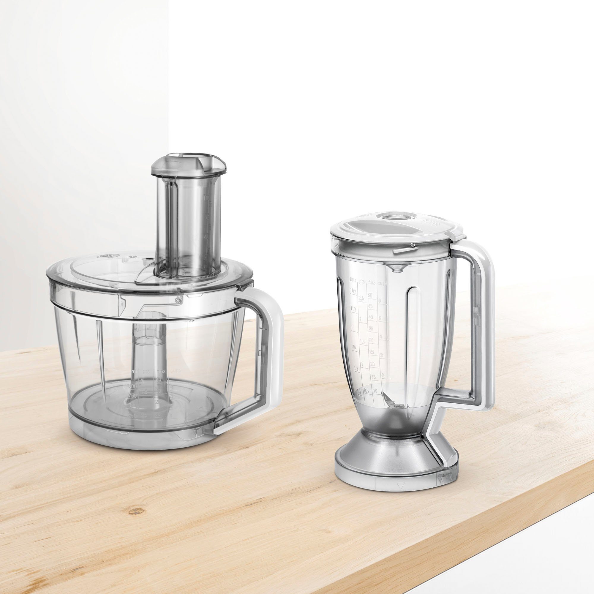 BOSCH Kompakt-Küchenmaschine MultiTalent 8 MC812S814, 1250 W, 3,9l Schüssel, 1,5l Mixaufsatz, Rührbesen, Universalmesser, 3 Scheiben