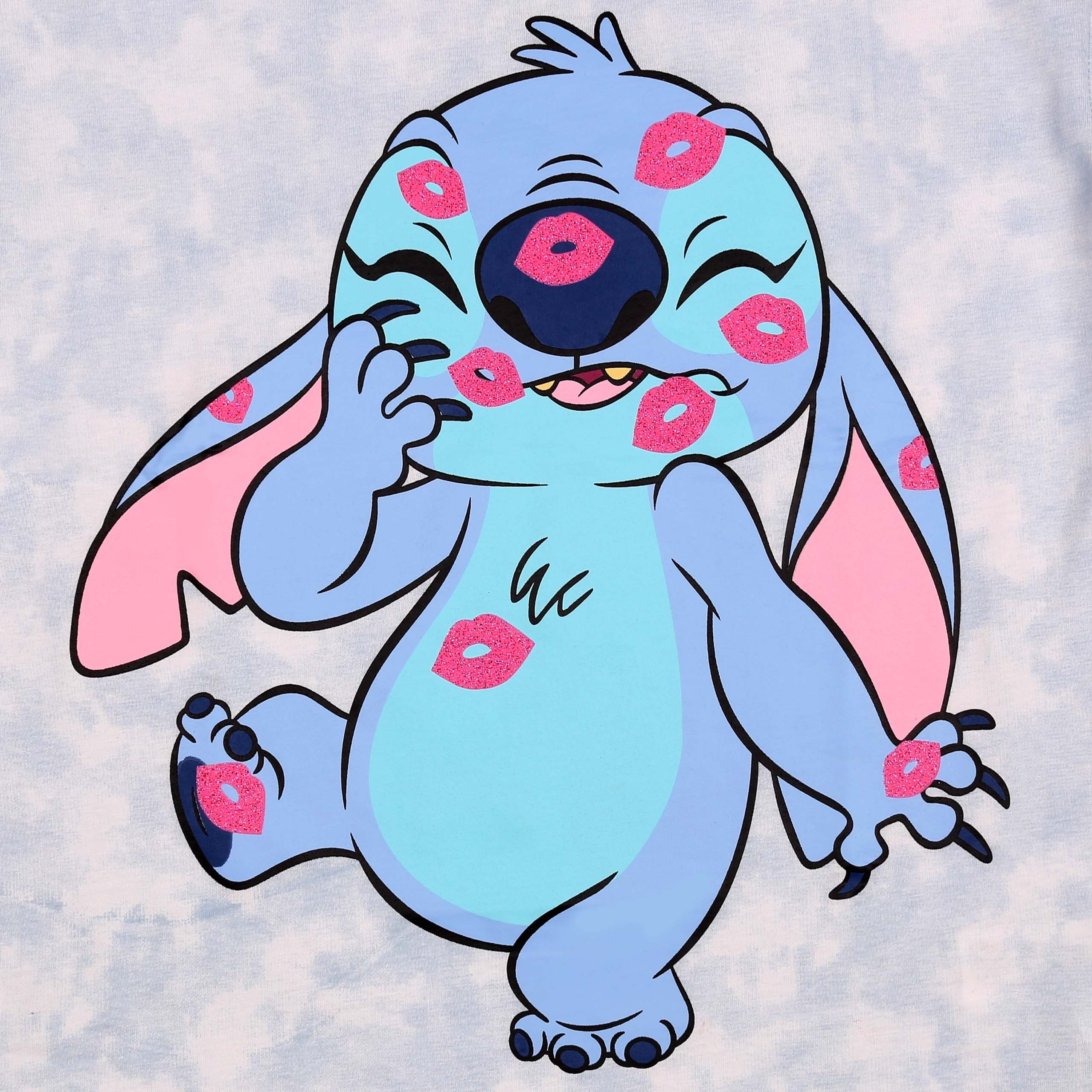 Disney T-Shirt DISNEY Stitch Damen T-Shirt Baumwolle, kurzarm, 100% Baumwolle