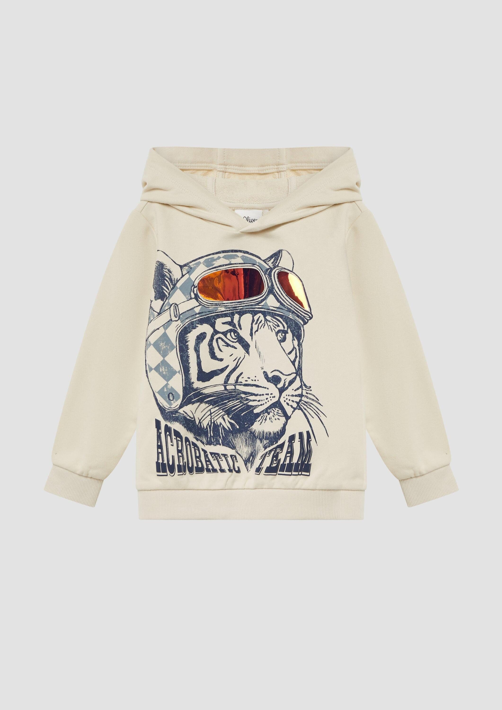 s.Oliver Sweatshirt Sweatshirt Hoodie aus Baumwollmix mit Folienprint