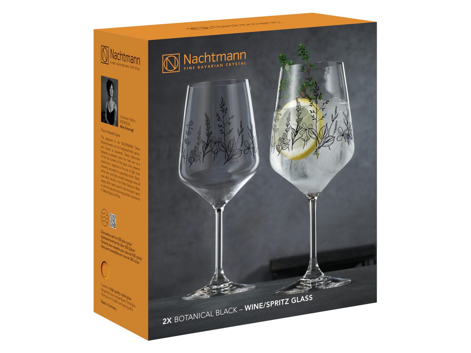 Gläser-Set Tattoo Botanical Wein/Spritzglas Black Set 2tlg