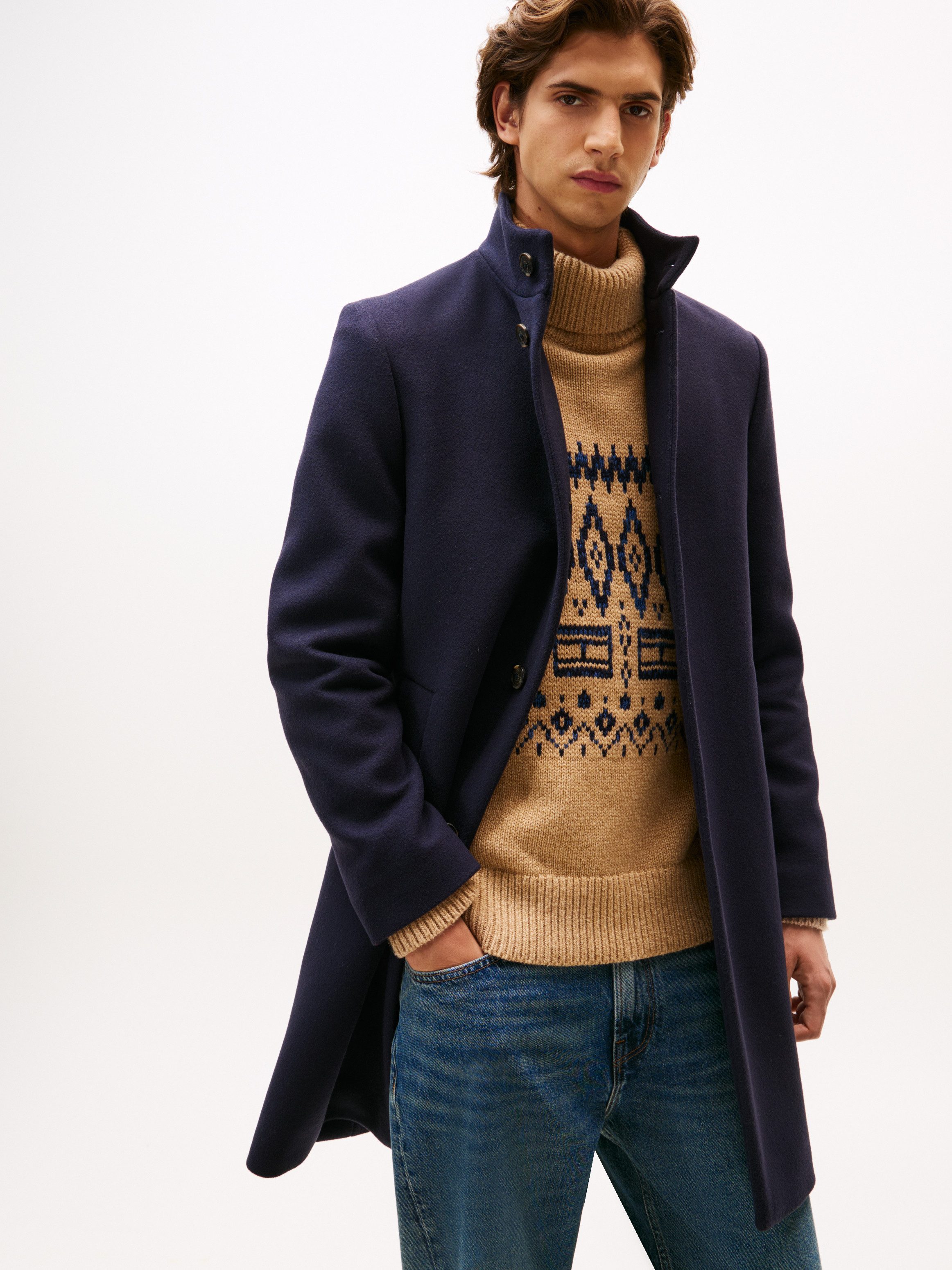 Tommy Hilfiger Wollmantel DC WOOL STAND COLLAR Regular fit