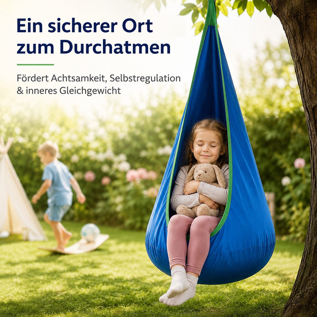 Kronenberg Hängehöhle (Kinder-Hängesessel aus Baumwolle), Fördert Gleichgewicht, bietet Entspannung und ist vielseitig nutzbar. – Bild 3 von 5