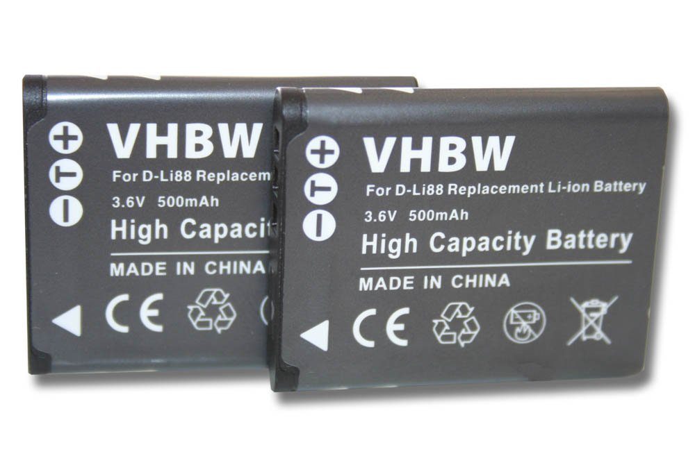 vhbw passend für Pentax Optio i90, H90, P70, P80, NB1000, RS1000, WS80, W90 Kamera-Akku 500 mAh
