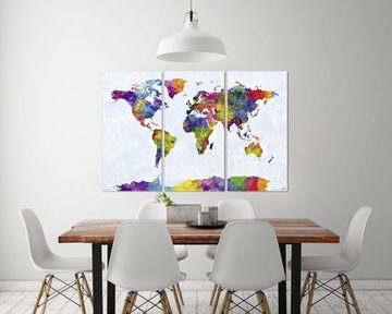 Close Up Leinwandbild Weltkarte Watercolor World Map Michael Tompsett Canvas