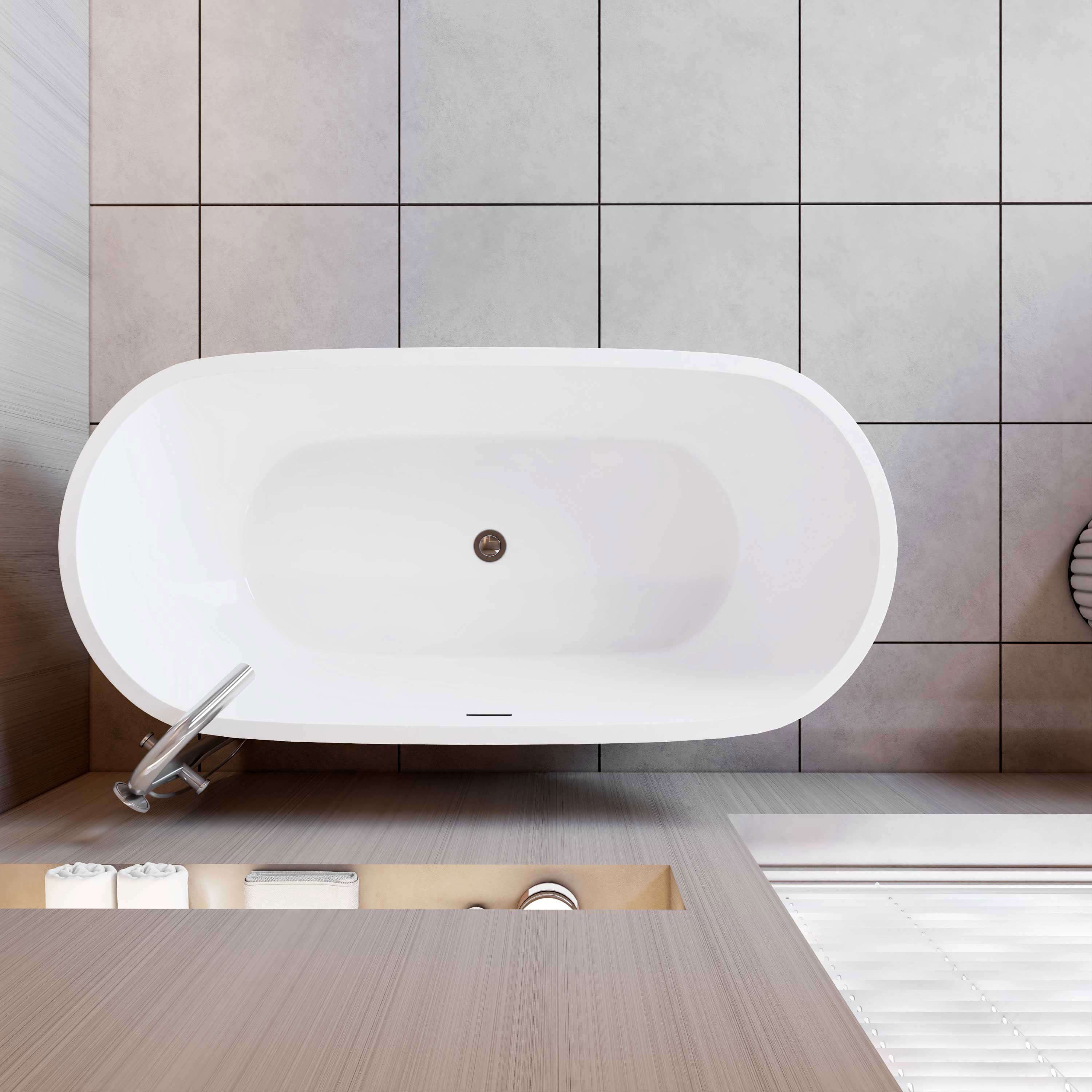 AICA Badewanne freistehende Badewanne Schiffsbadewanne Acrylbadewanne H: 58cm – Bild 5 von 5