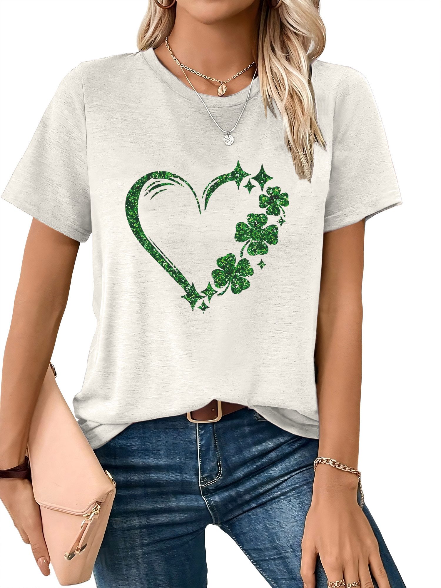 PYLIKE Rundhalsshirt Damen bequemes Basic Rundhalsshirt mit Kurzarm t shirt Bequem für Freizeit und Büro,Strandurlaub