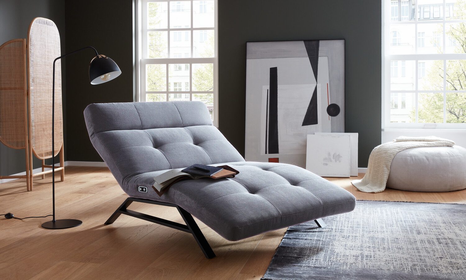 Natur24 Sofa Relaxliege Einzelsofa Areivir Anthrazit 80x158-198