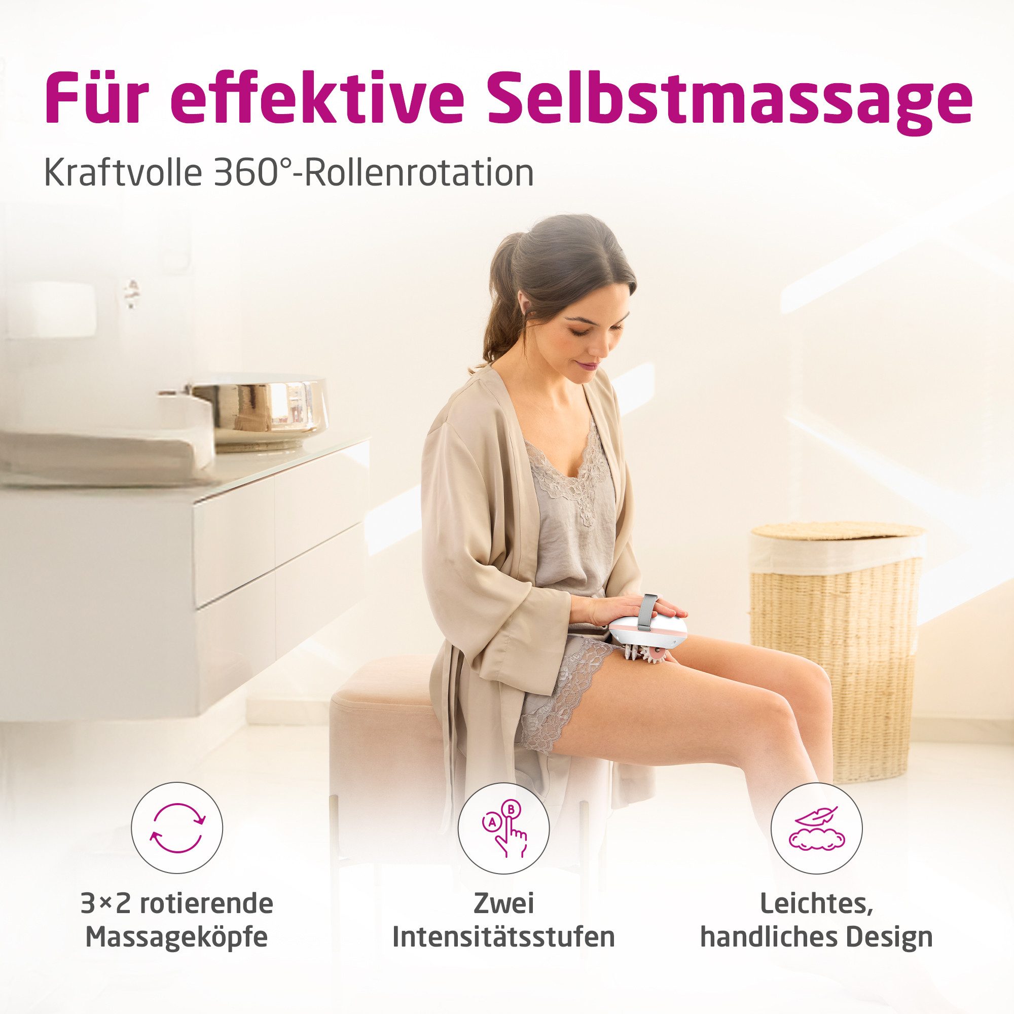 medisana Massageroller AC 860, Cellulite Massagegerät, Stimulation des Bindegewebe, 2 Intensitäten