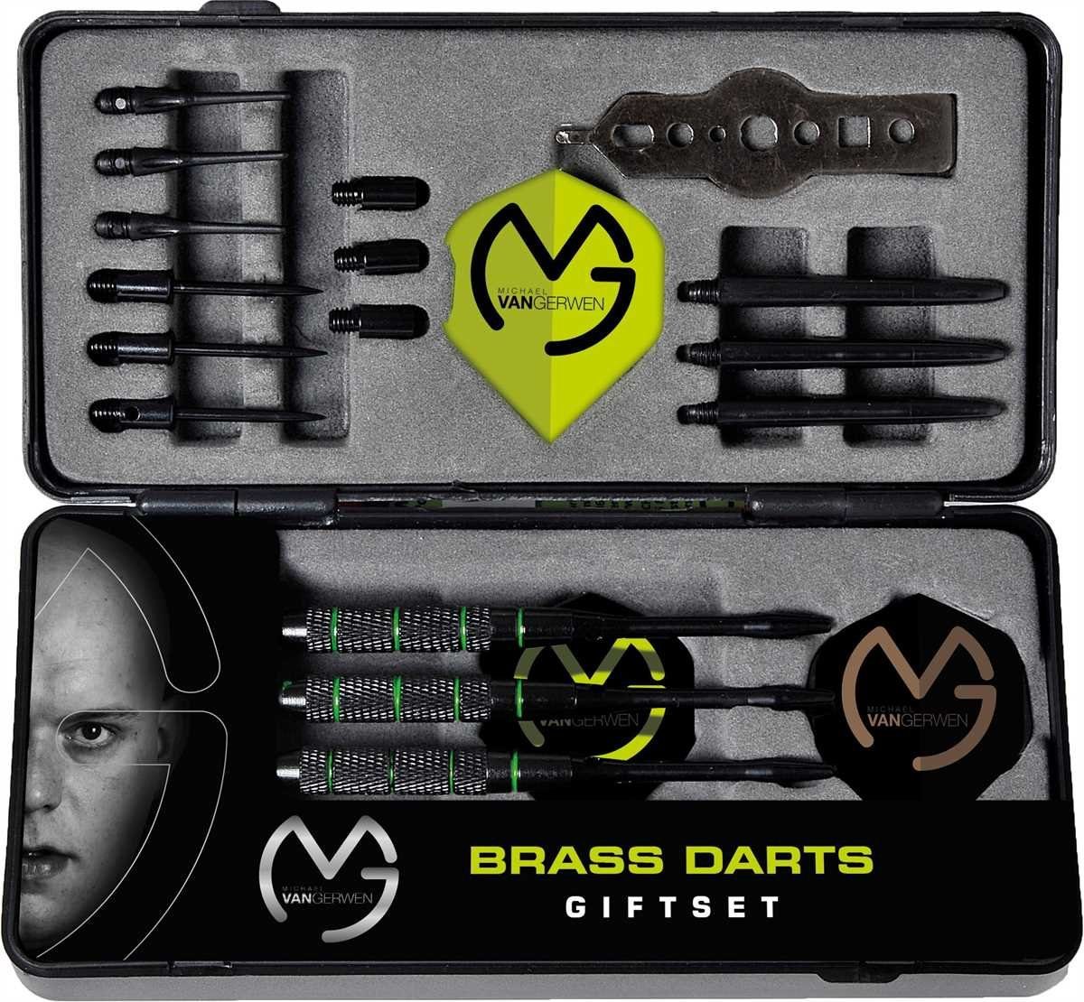 XQMAX Dartscheibe Limited Edition Geschenkset, (26-tlg), Michael Van Gerwen Darts