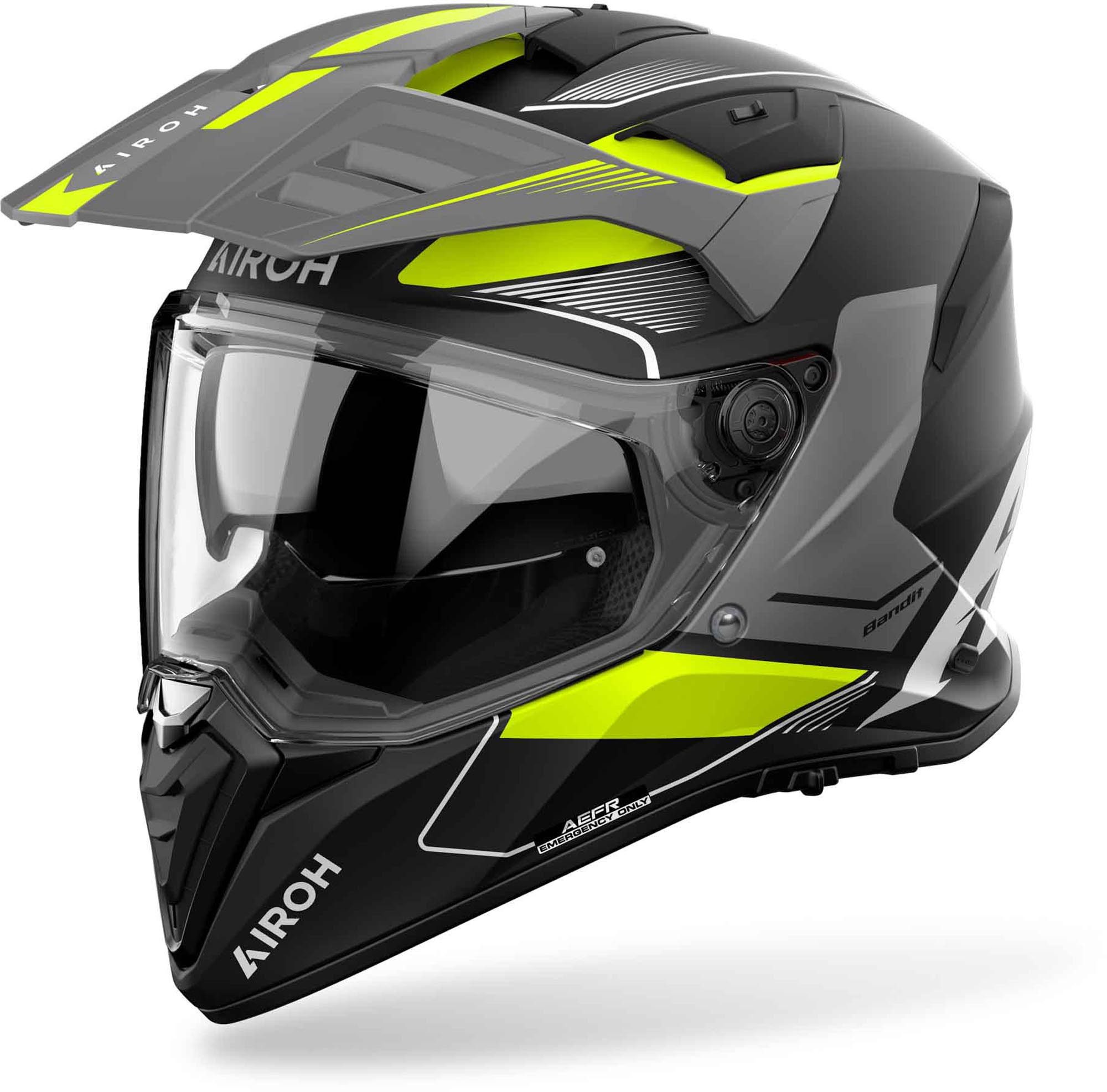 Airoh Motocrosshelm Bandit Tune Enduro Helm, vorbereitet für Kommunikationssystem,Notfallsystem-Polsterung (EQ