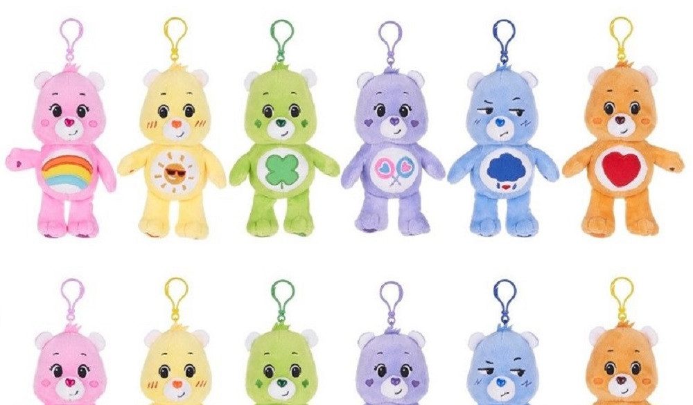 soma Kuscheltier Glücksbärchi Kuscheltier Care Bear Sonnenschein Bärchi Bagclip 14cm (1-St), Super weicher Plüsch Stofftier Kuscheltier für Kinder zum spielen