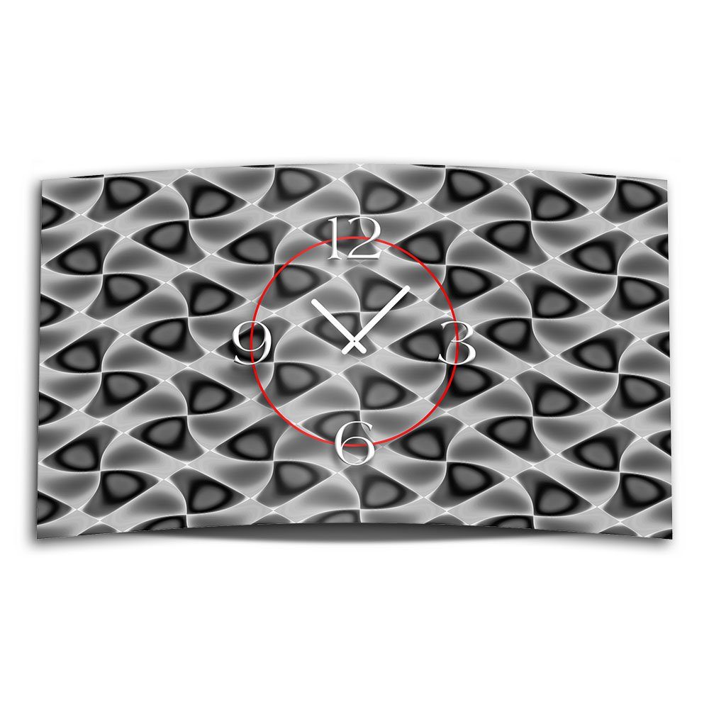 Desig Wanduhren Wanduhr schwarz Designer (Einzigartige aus modernes 3D-Optik Alu-Dibond) Abstrakt dixtime grau 4mm Muster Wanduhr