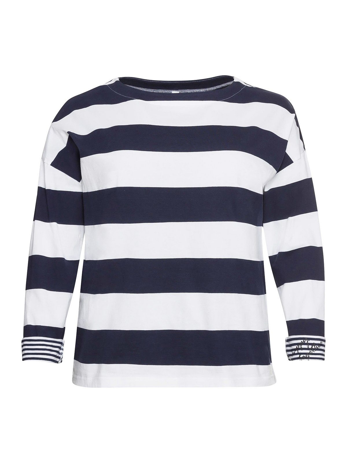 Sheego Langarmshirt Große Größen mit Blockstreifen und U-Boot-Ausschnitt
