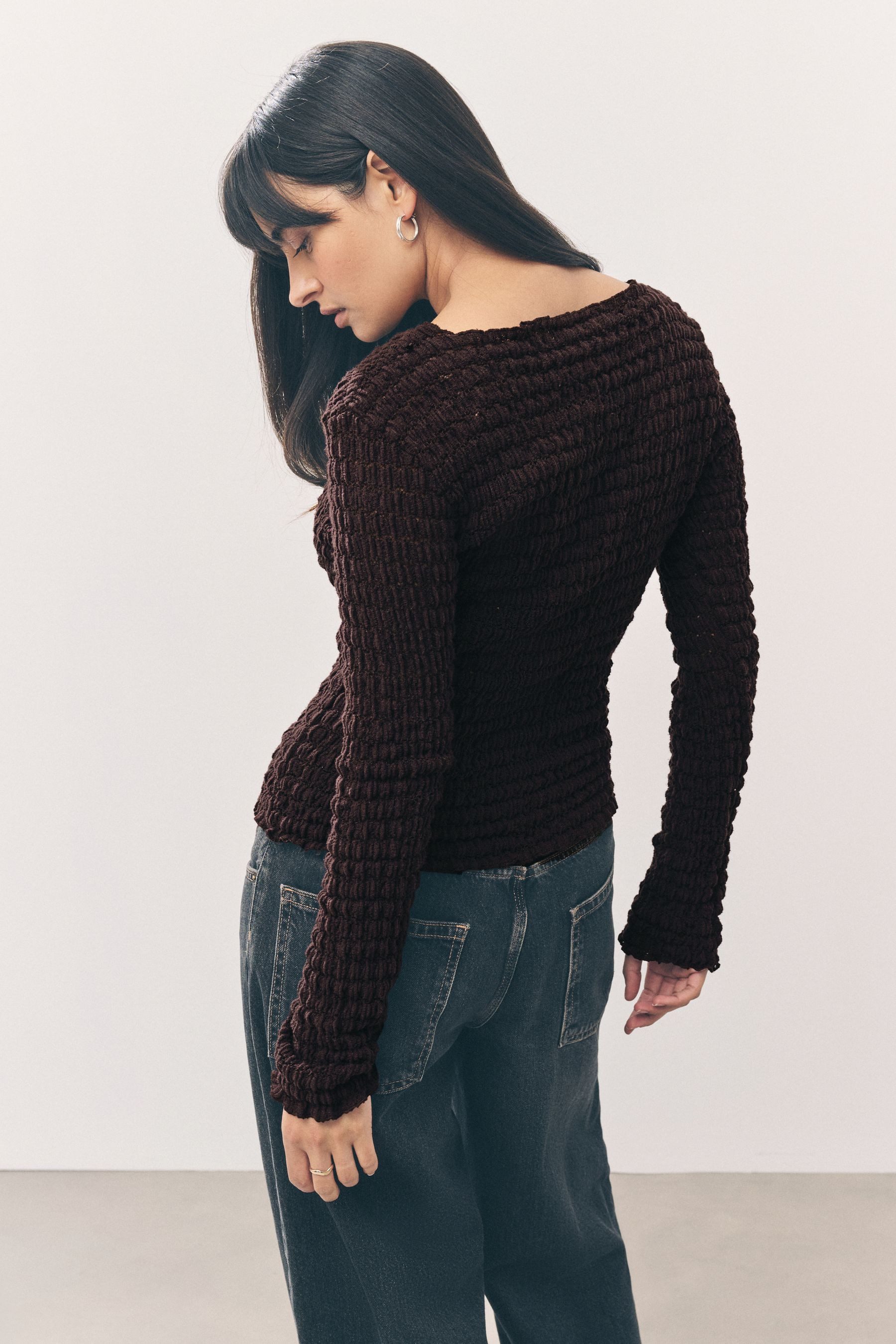 Next Strickpullover Strukturiertes Langarmshirt (1-tlg) günstig online kaufen