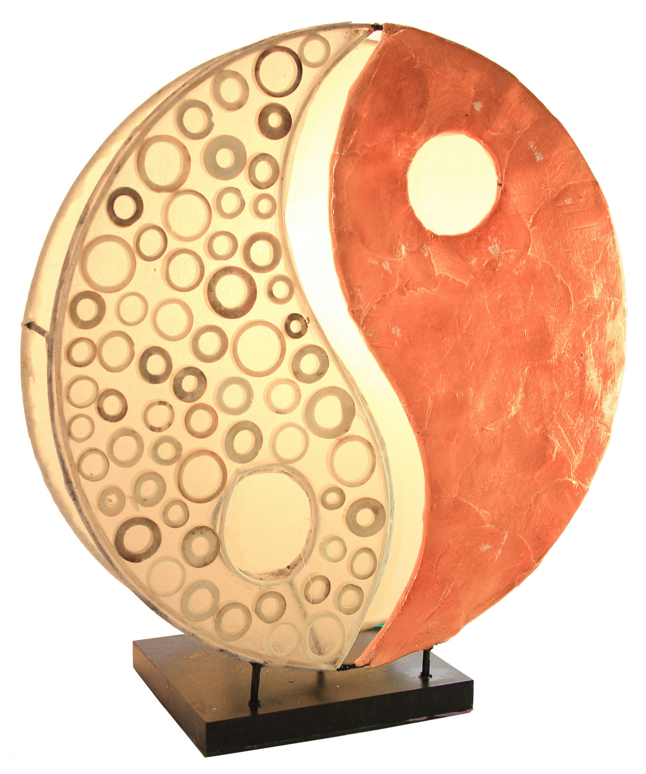 WORU Tischleuchte Tischleuchte Yin Yang Capiz Bambus 30 cm Grün oder Orange