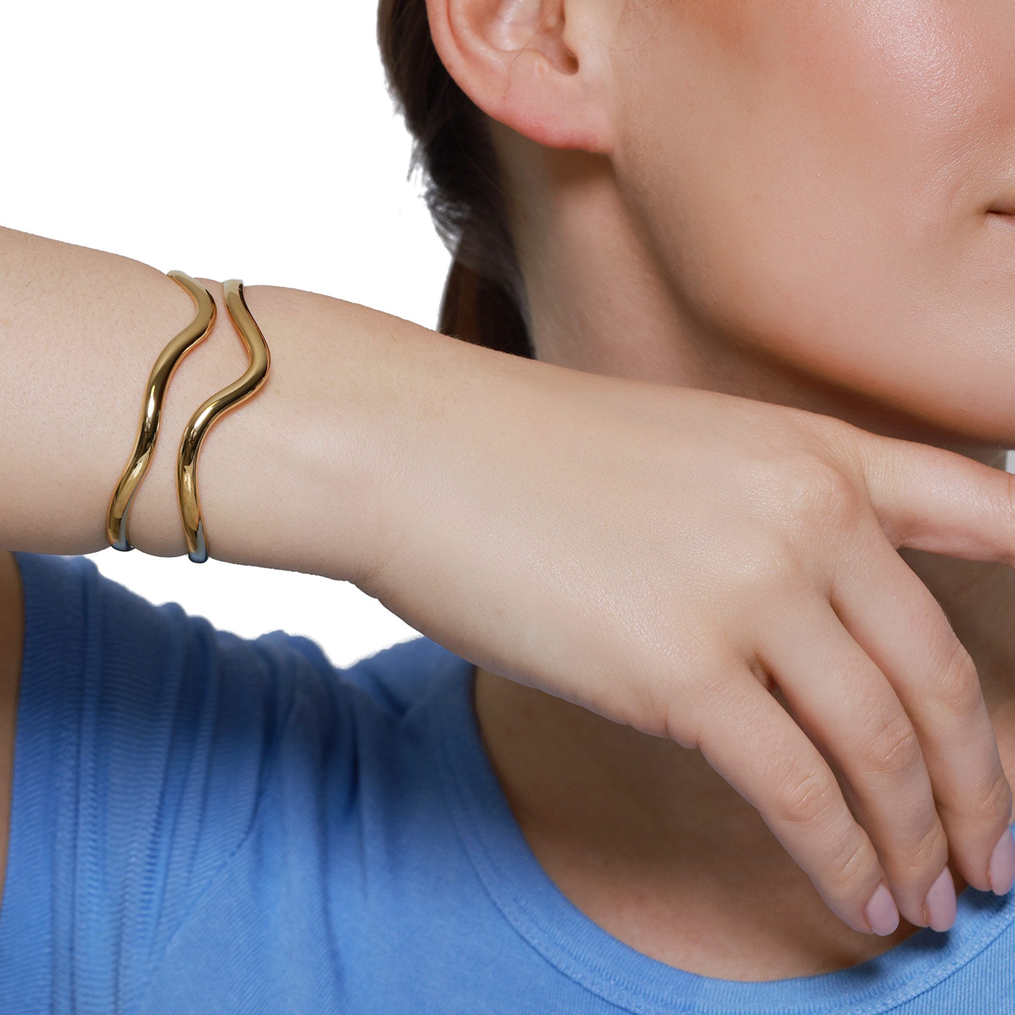 Heideman Armband Moana goldfarben (Armband, inkl. Geschenkverpackung), geschwungener offener Armreif