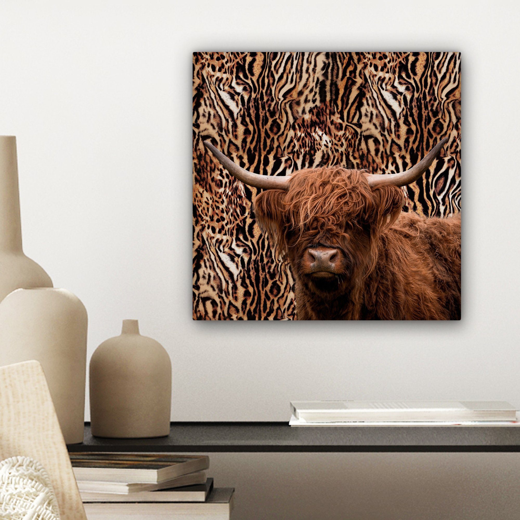 St), - Panther Druck Schlafzimmer, Highlander, - 20x20 Bilder Schottischer Wohnzimmer OneMillionCanvasses® Tiere für cm Leinwandbild Leinwand (1