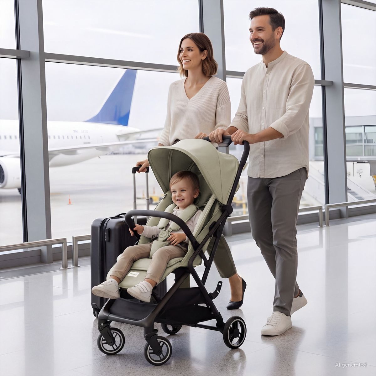 Hauck Kinder-Buggy Fly N Care - Green, Sportwagen Reisebuggy mit Liegefunktion & Einhand Faltung bis 22 kg