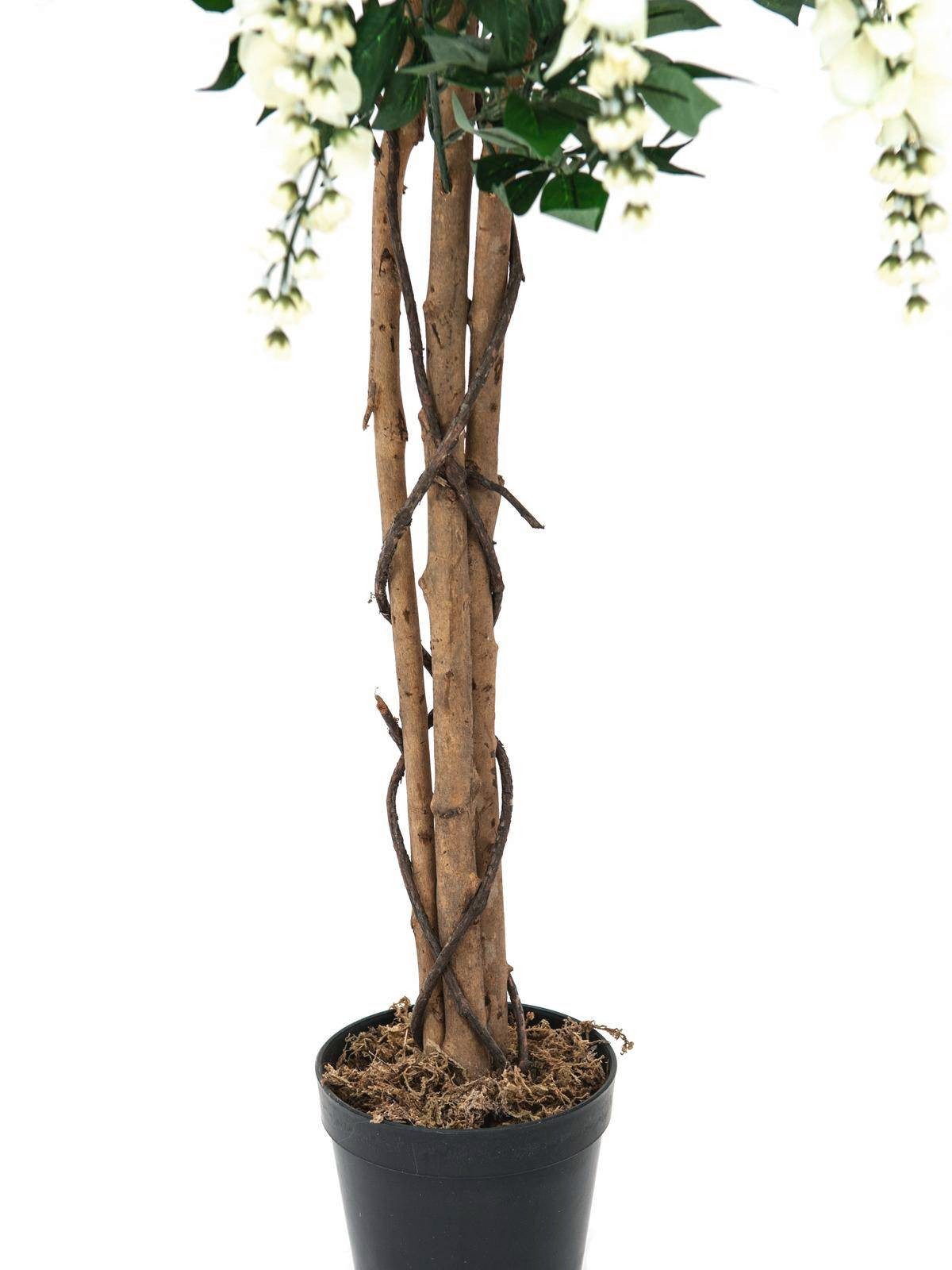 Kunstbaum Künstlicher Goldregenbaum, 1230 Blätter, Echtstamm, weiß, 150cm Goldregen, artplants, Höhe 150.0 cm
