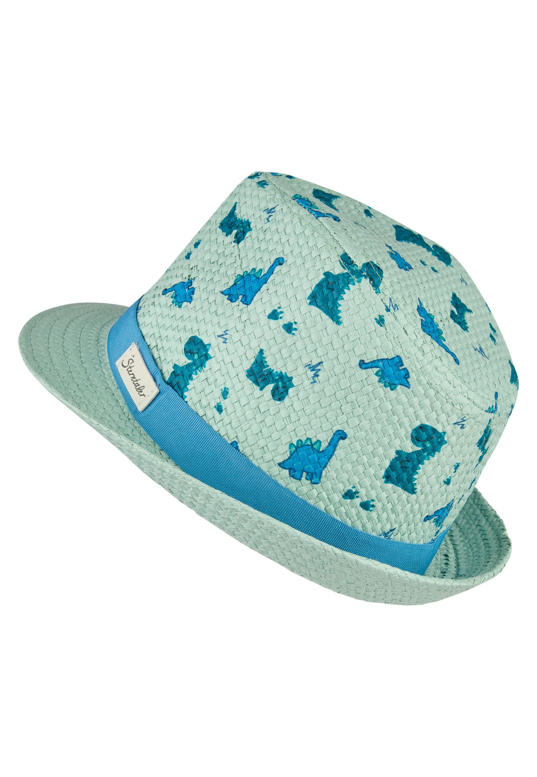 Sterntaler® Sonnenhut UV-Schutz 50+ Strohhut Dino (1-St) Leichter Strohhut mit Dinodruck, atmungsaktiv, Band & gebogener Krempe