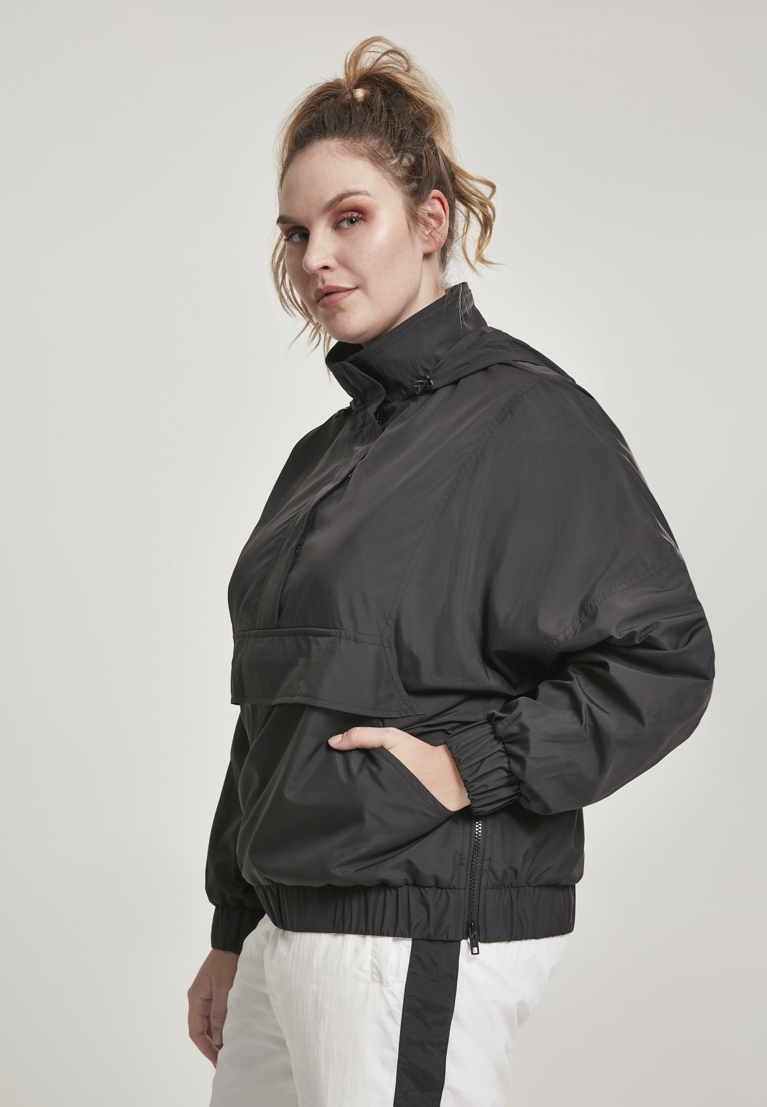black Panel Jacket Outdoorjacke URBAN CLASSICS Pull (1-St) Over Damen Ladies
