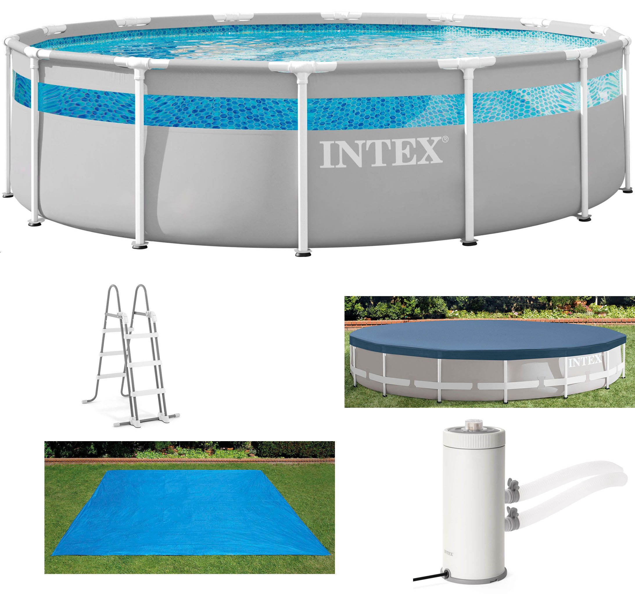 Intex Framepool »Clearview Prism Frame™«, ØxH: 422x107 cm, massive Konstruktion aus pulverbeschichtetem Stahl