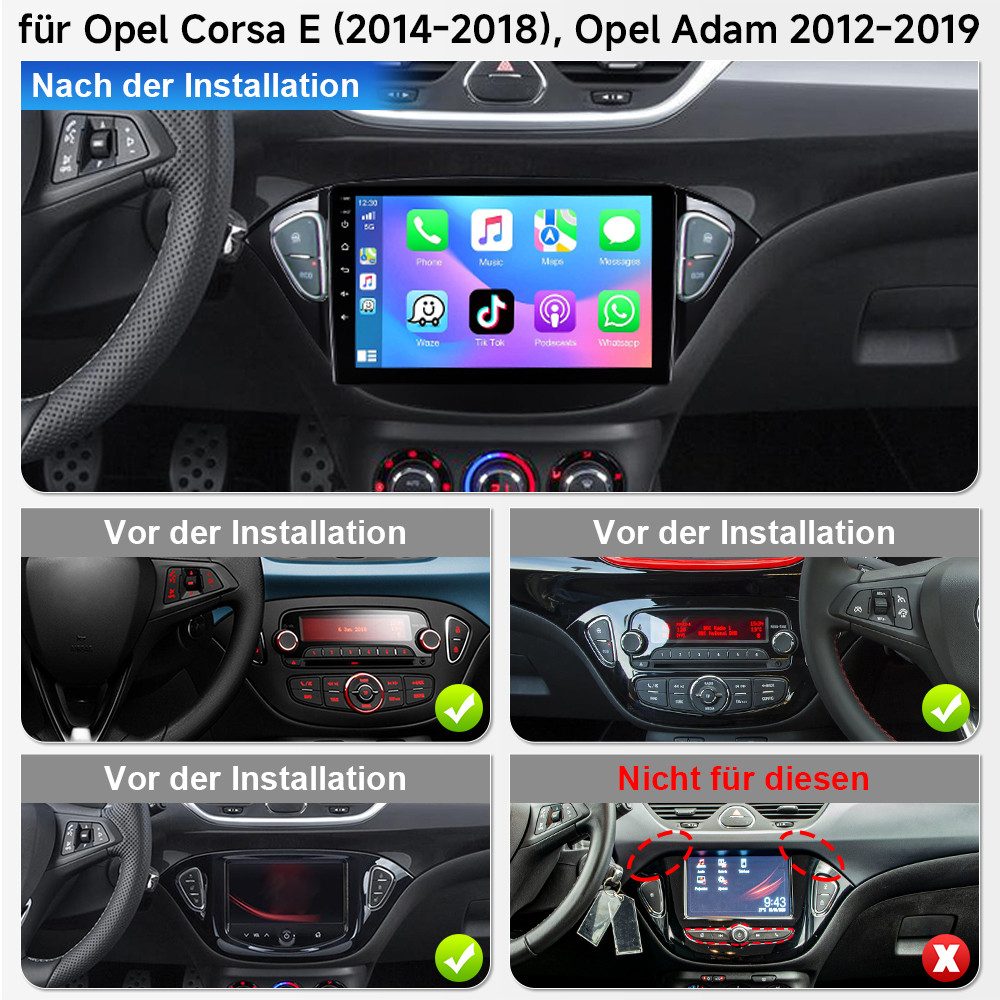 A-Sure DAB+ CarPlay GPS WIFI Android 15 Für Opel Corsa E 2015-2019 Adam Autoradio (Digitalradio (DAB), FM, Carplay Android Auto Bluetooth EQ USB GPS Navi WIFI T – Bild 2 von 5