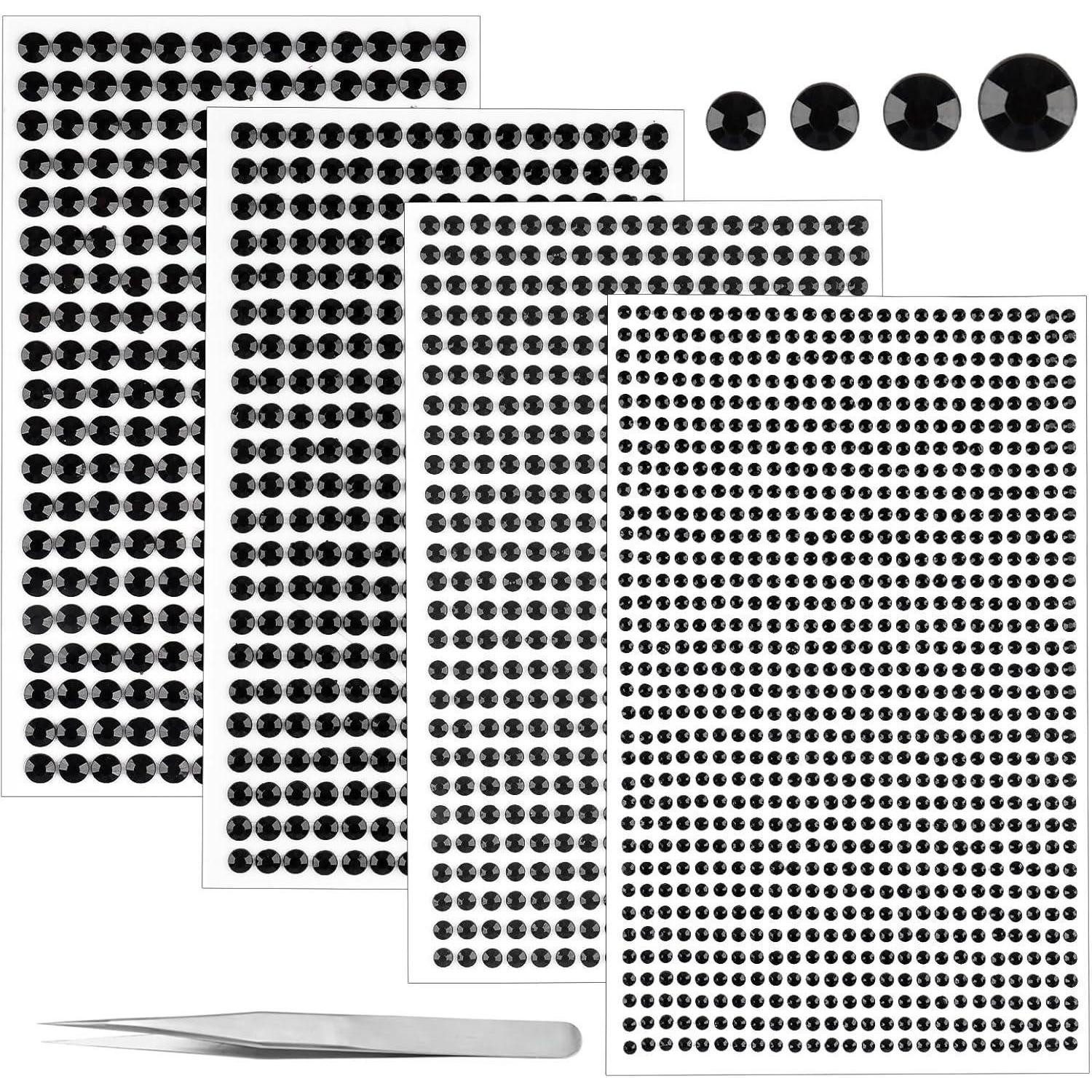 LuxusKollektion Sticker Glitzersteine Selbstklebend 1900 Strasssteine 3 4 5 6mm Schwarz