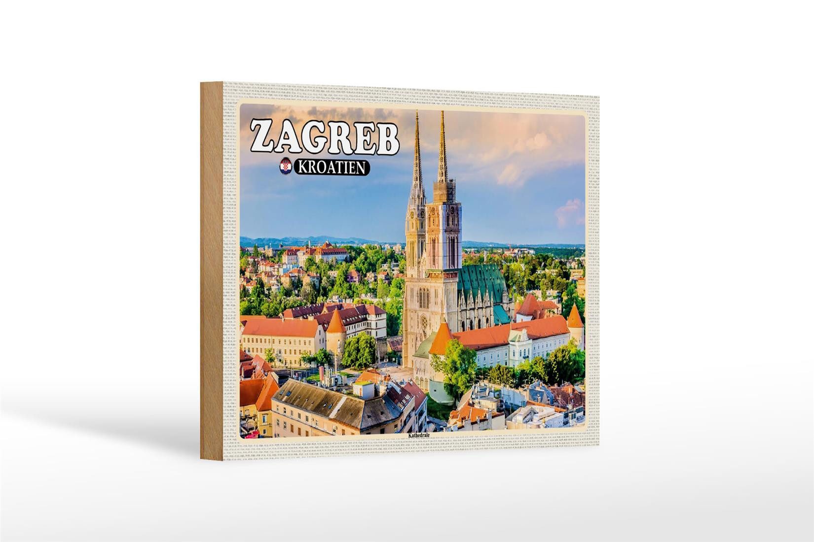 Femer GmbH Holzbild Reise 18x12 cm Zagreb Kroatien Kathedrale Bischofskirche, (1 St), Glatte Holzfaserplatte (MDF), vorn beschichtet