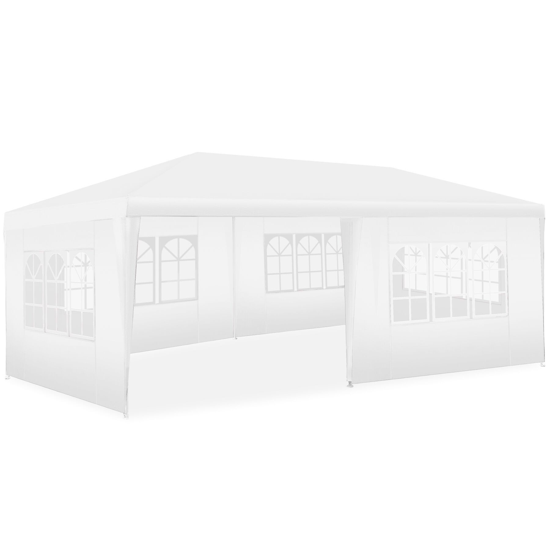 tectake Pavillon Rattan Gartenzelt 6 x 3 m, inklusive Spannseilen und Heringen, mit 5 Seitenteilen, (Partyzelt Novara, in weiß), im Stecksystem, 5 abnehmbare Seitenteile, mit UV-Schutz, wasserdicht
