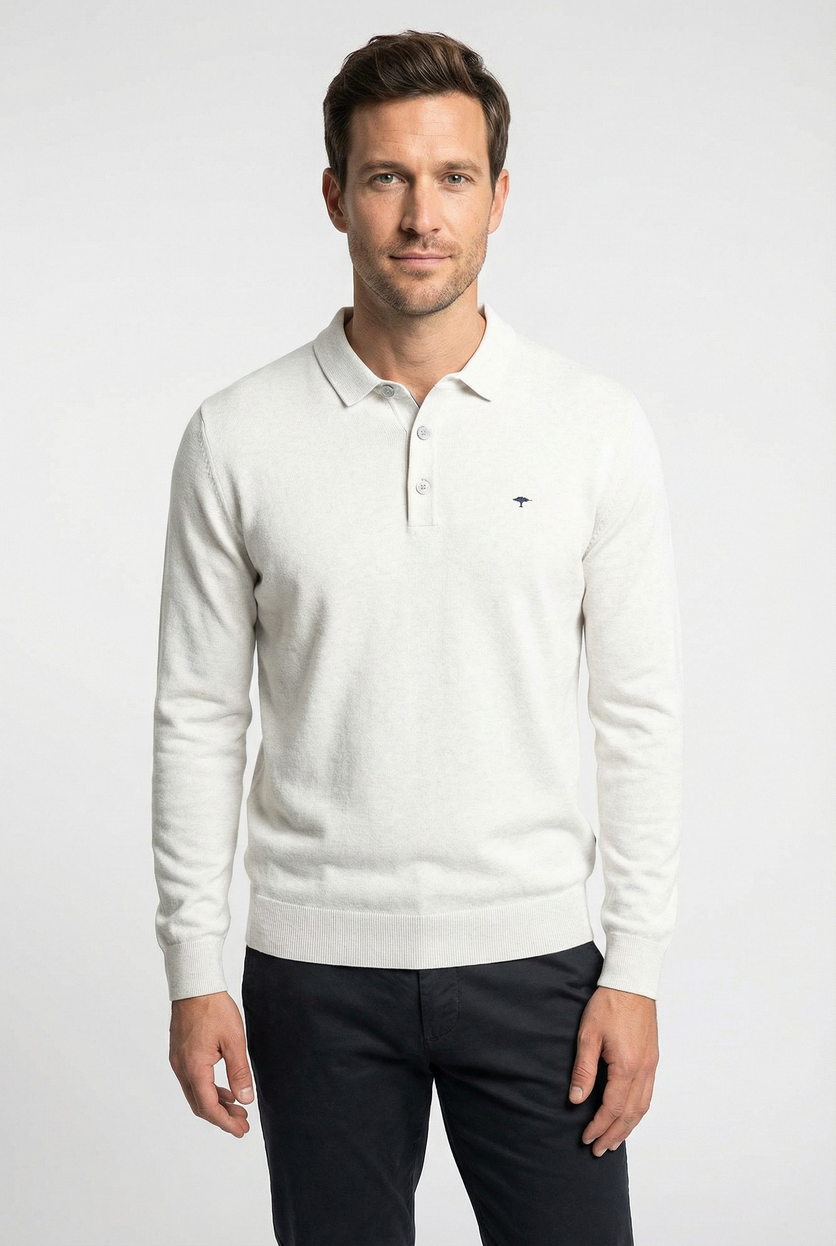FYNCH-HATTON Strickpullover aus Baumwolle, mit Polokragen und kurzer Knopfleiste