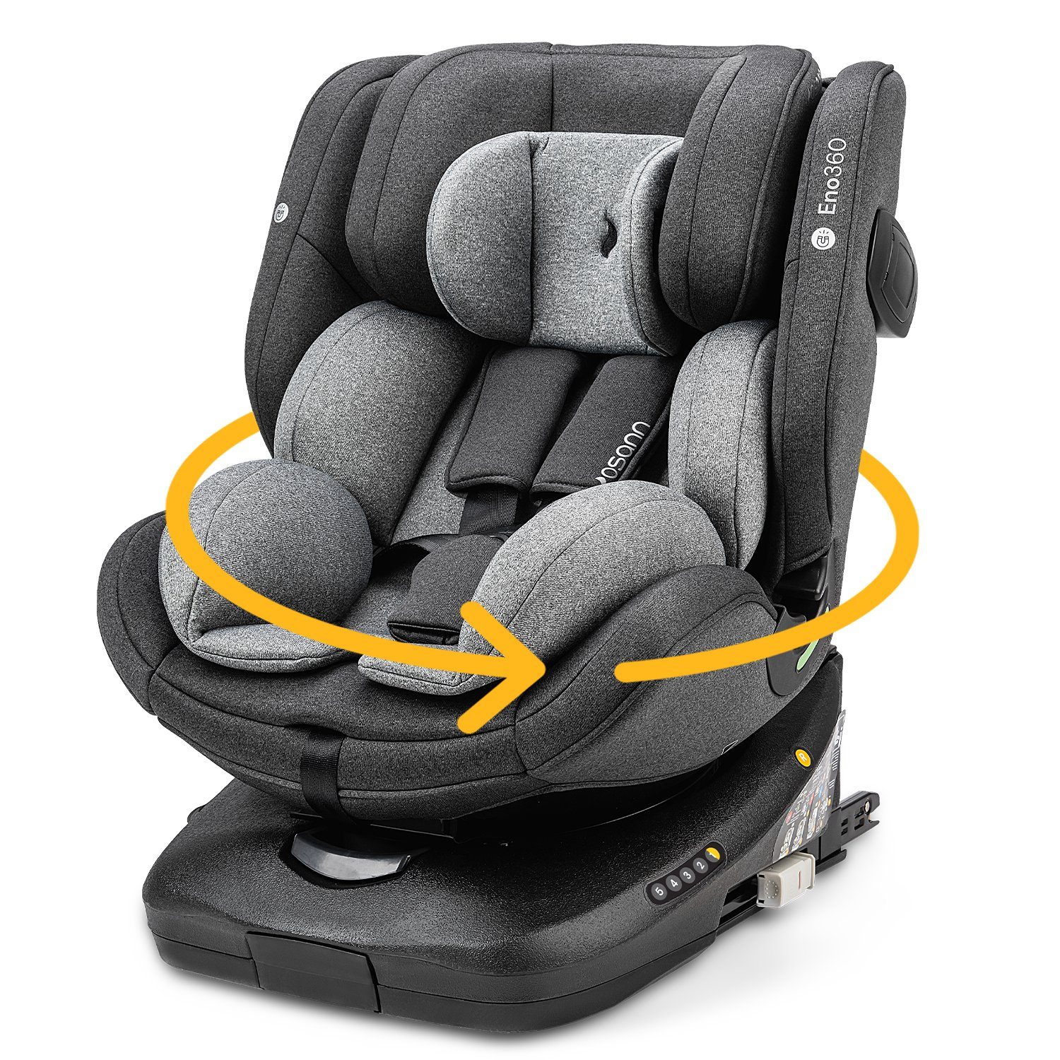 cm ab: Isofix 40-150 Reboarder Autokindersitz 12 mit Geburt, dunkelgrau - Top-Tether Jahre, Eno360 und drehbarer Osann i-Size, bis: