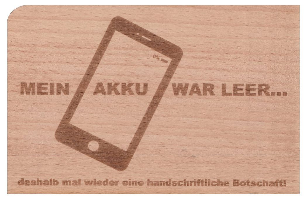 holzpost GmbH Postkarte Holzpostkarte "Mein Akku war leer..."