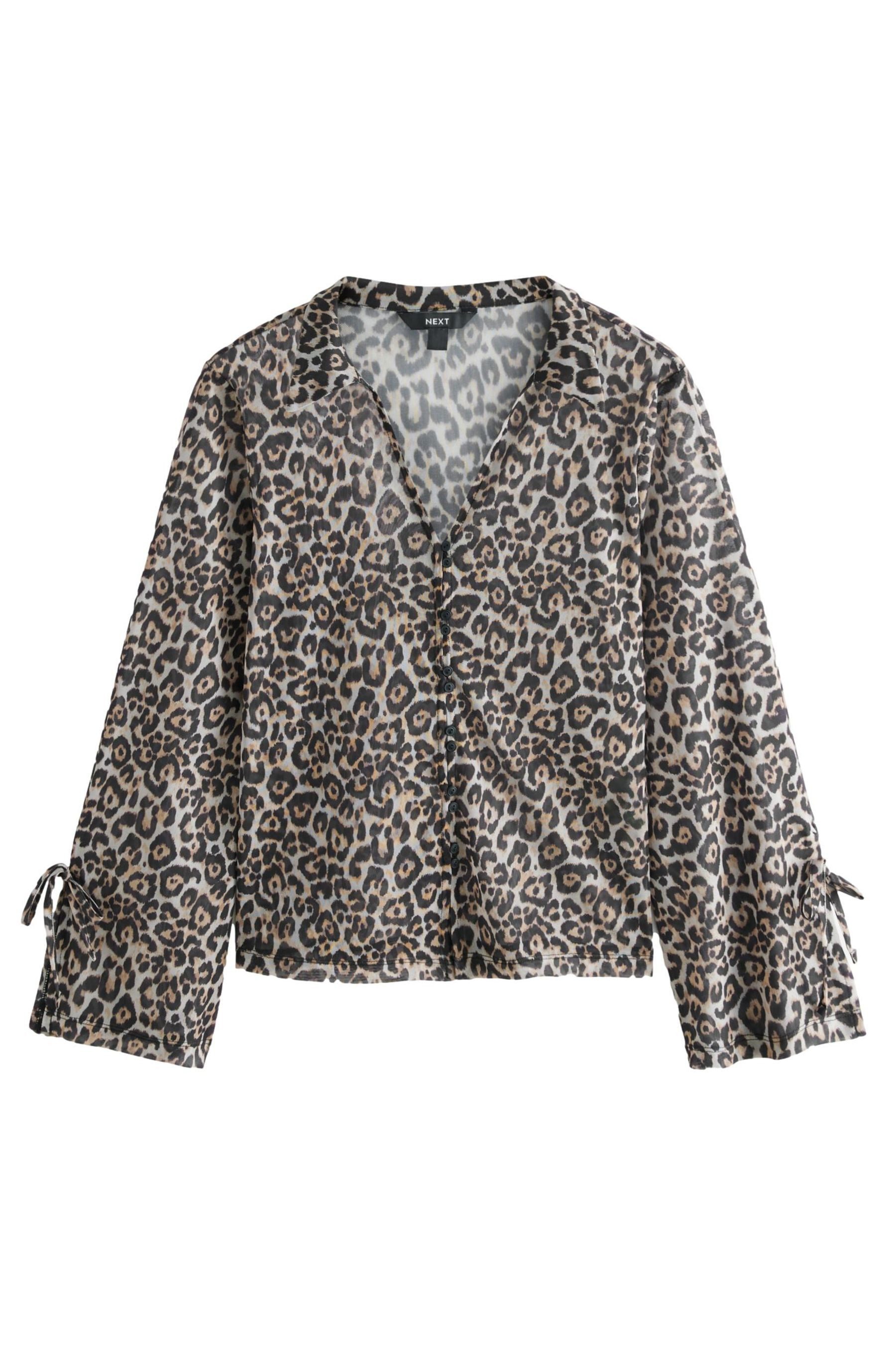 Langarmhemd Mesh-Bluse mit langen Ärmeln