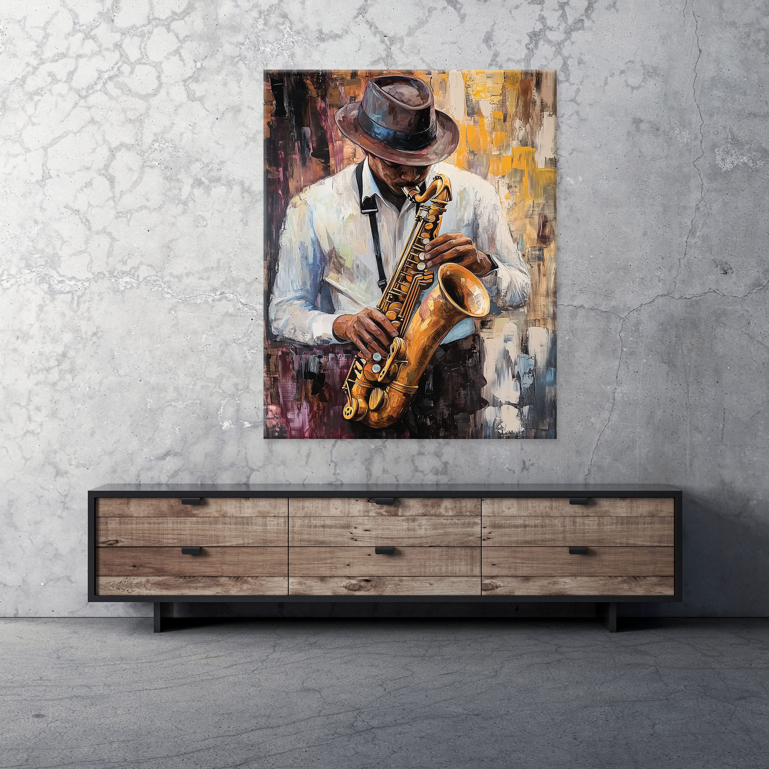 Wallarena Leinwandbild Mann Gold Saxophon Weiß günstig online kaufen
