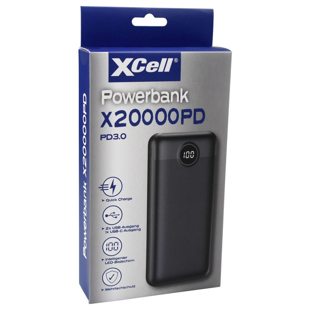 XCell XCell Powerbank 20000 mAh USB PD, QC 3.0, Quick Charge 3.0 LiPo Schw Powerbank 20000 mAh