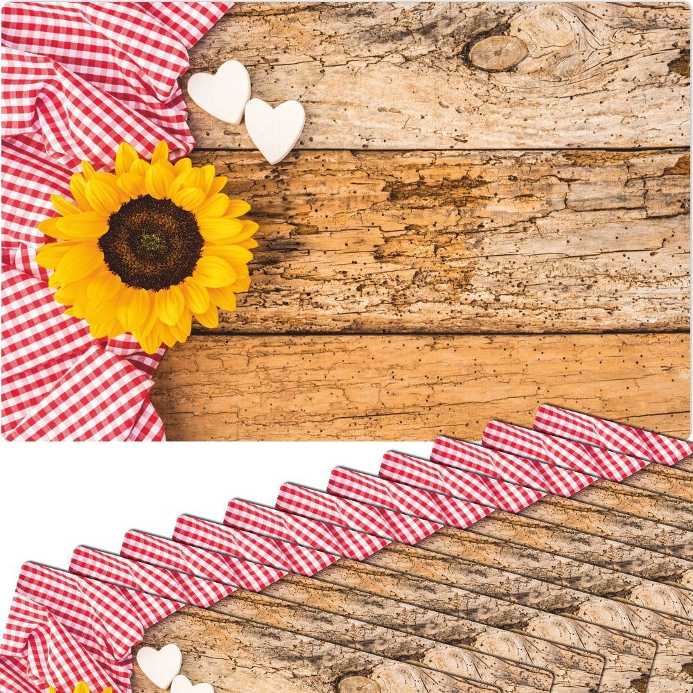 Platzset, Platzsets Sonnenblume auf Holz 12er, matches21 HOME & HOBBY, (12-St)