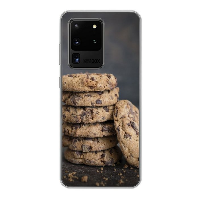 MuchoWow Handyhülle Kekse mit Schokoladenstückchen Phone Case Handyhülle Samsung Galaxy S20 Ultra Silikon Schutzhülle