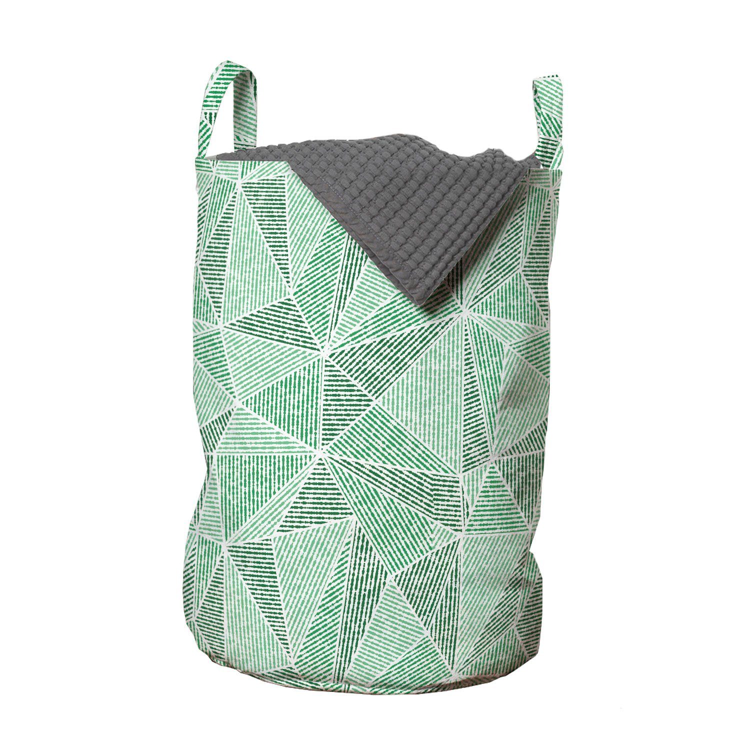 Abakuhaus Wäschesäckchen Wäschekorb mit Griffen Kordelzugverschluss für Waschsalons, Grün Polygonal Geometrische Formen